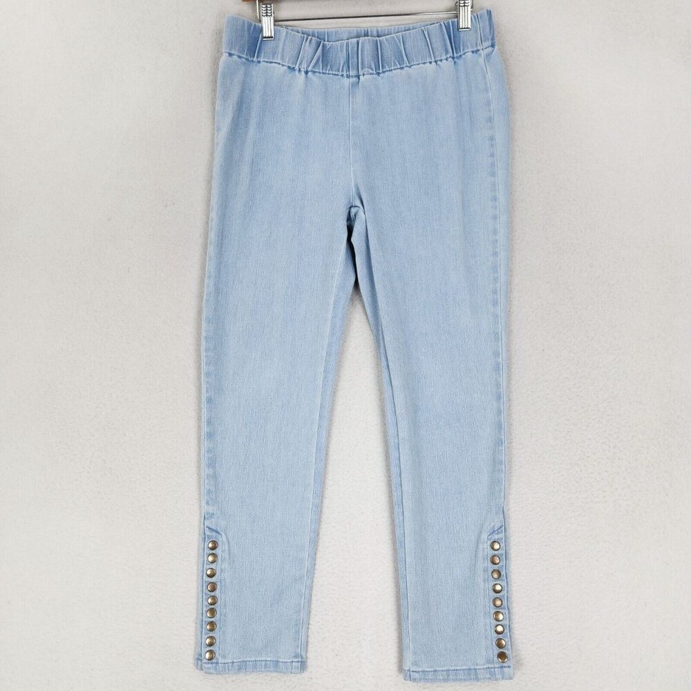 Soft Surroundings Pants Womens Small Petite Blue Denim Pull On Light Wash Casual